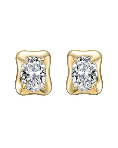 Genevive Sterling Silver 14k Gold Plated With Clear Cubic Z