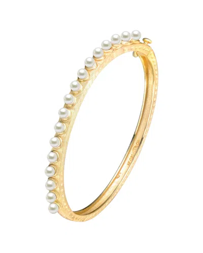 Genevive 14k Over Silver Cz Bangle Bracelet In Gold