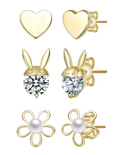 Genevive 14k Gold Plated With Clear Cubic Zirconia & Mother