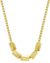 Genevive 14k Gold Plated With Rectangular Beaded Chain Neck In Gold