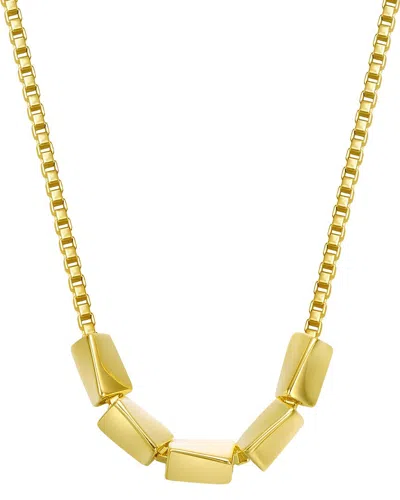 Genevive 14k Gold Plated With Rectangular Beaded Chain Neck