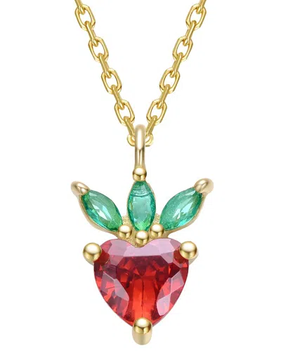 Genevive 14k Gold Plated With Ruby Red & Emerald Green Cubi