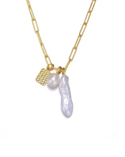 Genevive 14k Over Silver 10-11mm& 28-32mm Pearl Necklace