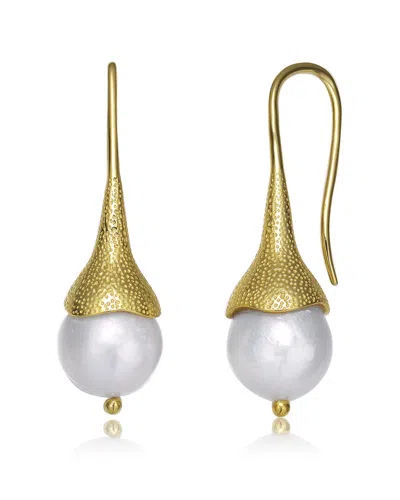 Genevive 14k Over Silver 11.5-11.5mm Pearl Earrings
