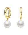 Genevive 14k Plated 12mm Pearl Hoops