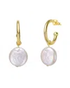 Genevive 14k Plated 13mm Pearl Dangle Earrings