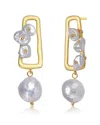 Genevive 14k Over Silver 15-12mm Pearl Earrings