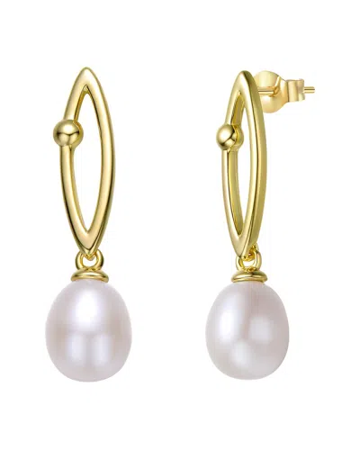 Genevive 14k Over Silver 2.75-7.5mm Pearl Dangle Earrings In Gold