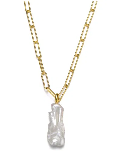 Genevive 14k Over Silver 28-32mm Pearl Necklace In Gold