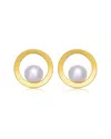 Genevive 14k Over Silver 6-6mm Pearl Earrings
