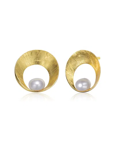 Genevive 14k Over Silver 6.5-6.5mm Pearl Earrings