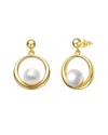 Genevive 14k Plated 6.5mm Pearl Dangle Earrings
