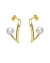Genevive 14k Plated 7mm Pearl Dangle Earrings