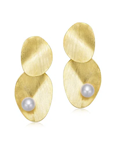 GENEVIVE GENEVIVE 14K OVER SILVER 8-8MM PEARL EARRINGS