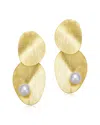 Genevive 14k Over Silver 8-8mm Pearl Earrings In Gold