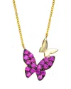 Genevive Ruby Cz Double Butterfly Layering Necklace