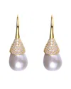 Genevive 14k Over Silver Cz & 10mm Pearl Earrings