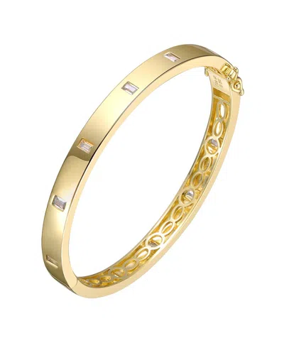 Genevive 14k Over Silver Cz Bangle Bracelet In Gold
