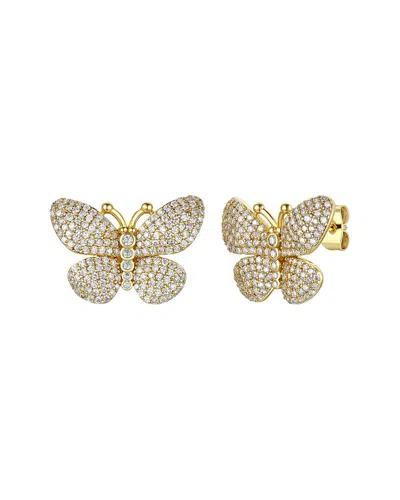 Genevive 14k Over Silver Cz Butterfly Earrings In Gold