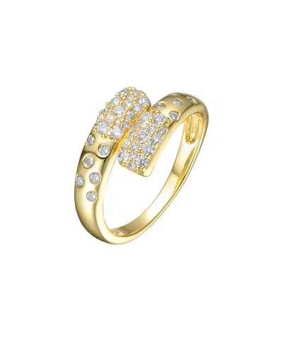 Genevive 14k Over Silver Cz Clear Wide Band Ring In Gold