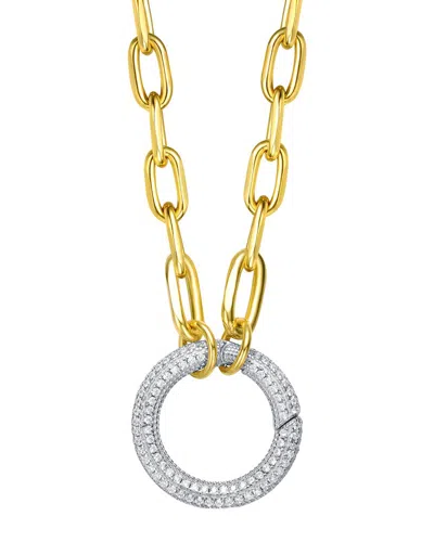 Genevive 14k Over Silver Cz Dazzling Circle Pendant In Gold