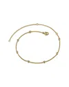 Genevive 14k Over Silver Cz Delicate Bead Link Ankle Bracelet