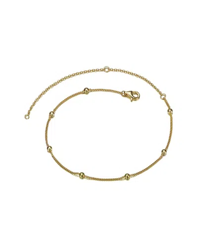 Genevive 14k Over Silver Cz Delicate Bead Link Ankle Bracelet