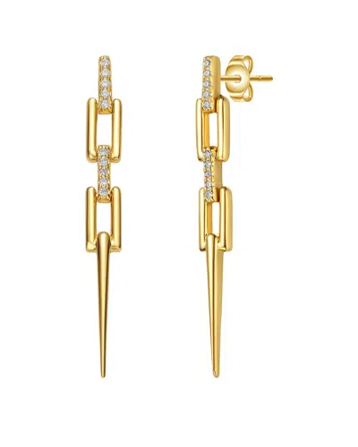Genevive 14k Over Silver Cz Drop Earrings In Gold