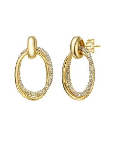 Genevive 14k Over Silver Cz Drop Earrings In Gold