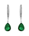 Genevive Sterling Silver Emerald Cubic Zirconia Dangling Earrings
