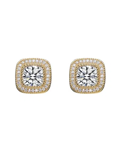 Genevive 14k Over Silver Cz Drop Earrings In Gold