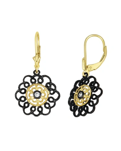 Genevive 14k Over Silver Cz Drop Earrings In Gold