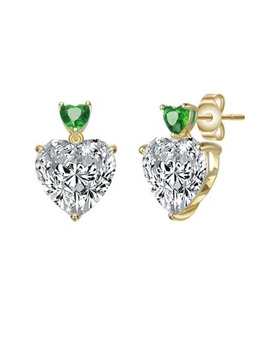 Genevive 14k Over Silver Cz Drop Earrings In Gold