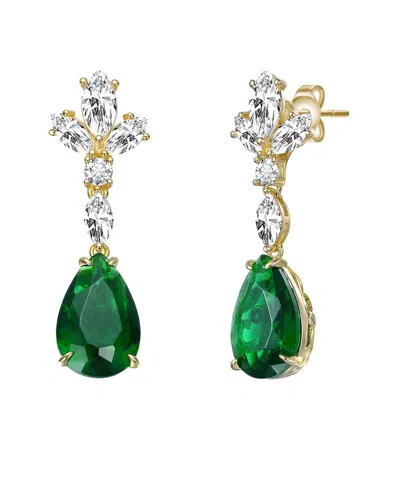 Genevive 14k Over Silver Cz Drop Earrings In Gold