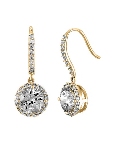 Genevive 14k Over Silver Cz Drop Earrings In Metallic