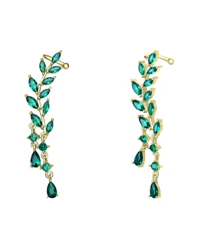 Genevive 14k Over Silver Cz Earrings In Green