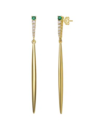Genevive 14k Over Silver Cz Earrings In Gold