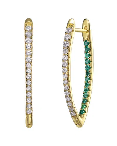 Genevive 14k Over Silver Cz Earrings In Green