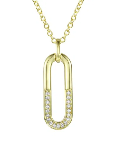 Genevive 14k Over Silver Cz Geometric Pendant Necklace