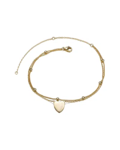 Genevive 14k Over Silver Cz Hammered Heart Ankle Bracelet