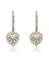 Genevive 14k Over Silver Cz Heart Drop Earrings