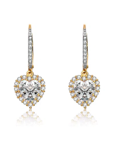 Genevive 14k Over Silver Cz Heart Drop Earrings