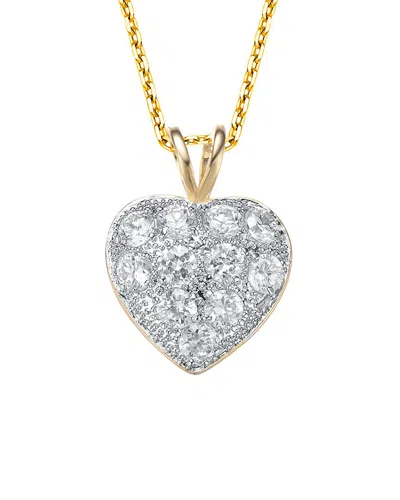 Genevive 14k Over Silver Cz Heart Pendant In Multi