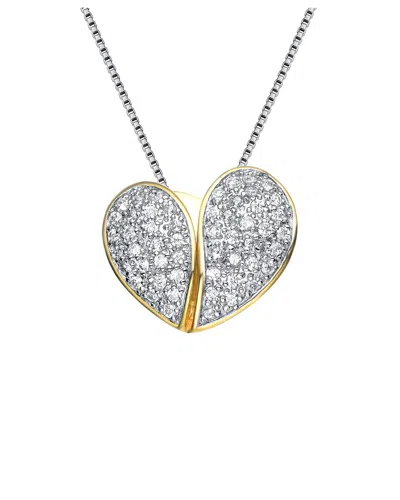 GENEVIVE GENEVIVE 14K OVER SILVER CZ HEART PENDANT