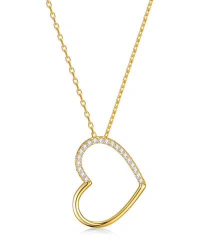 Genevive 14k Over Silver Cz Heart Pendant Necklace
