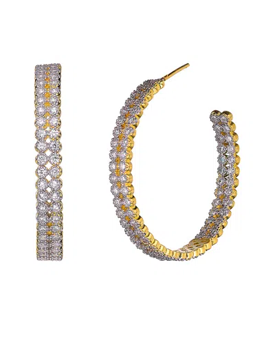 Genevive 14k Over Silver Cz Hoop Earrings