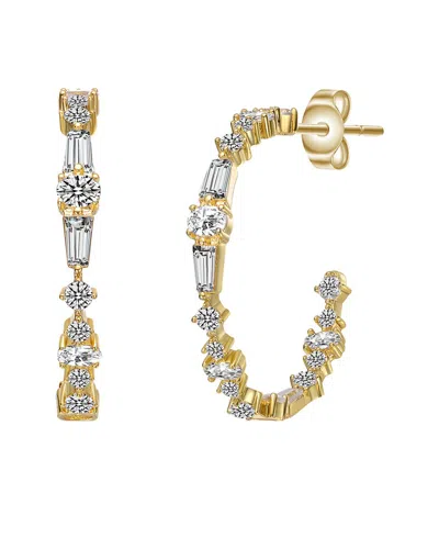 Genevive 14k Over Silver Cz Hoops In Purple
