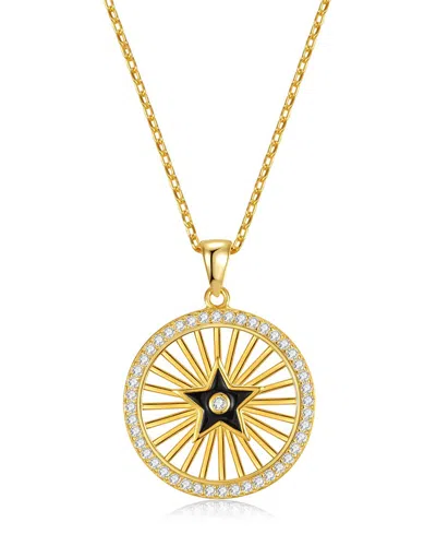 Genevive 14k Over Silver Cz Medallion Pendant Necklace