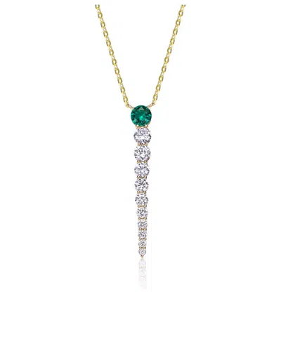 Genevive 14k Over Silver Cz Necklace In Green
