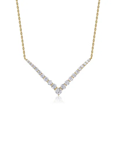 Genevive 14k Over Silver Cz Necklace In Gold